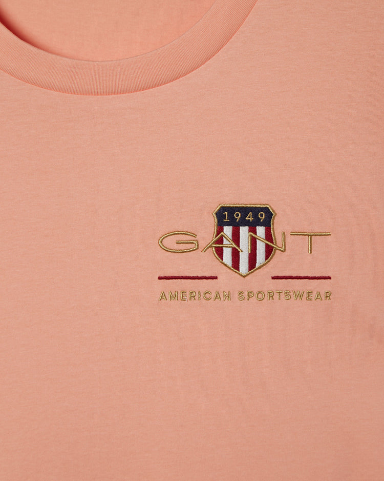 Bawełniana koszulka damska z nadrukiem regular fit pomarańczowa