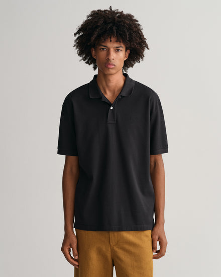 Bawełniana polo męska z krótkim rękawem oversize fit czarna