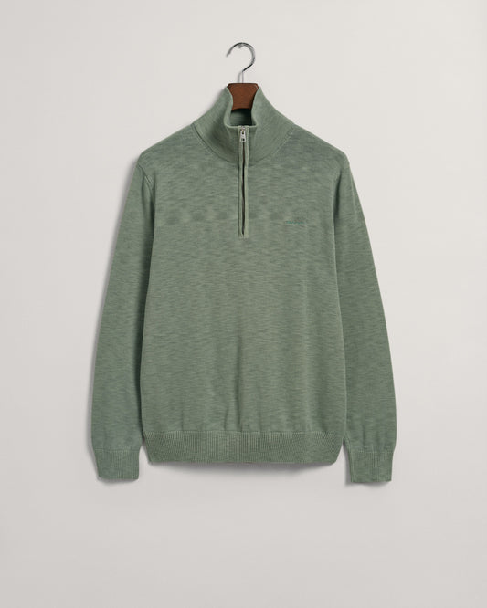 Męski zielony regular fit sweter half-zip