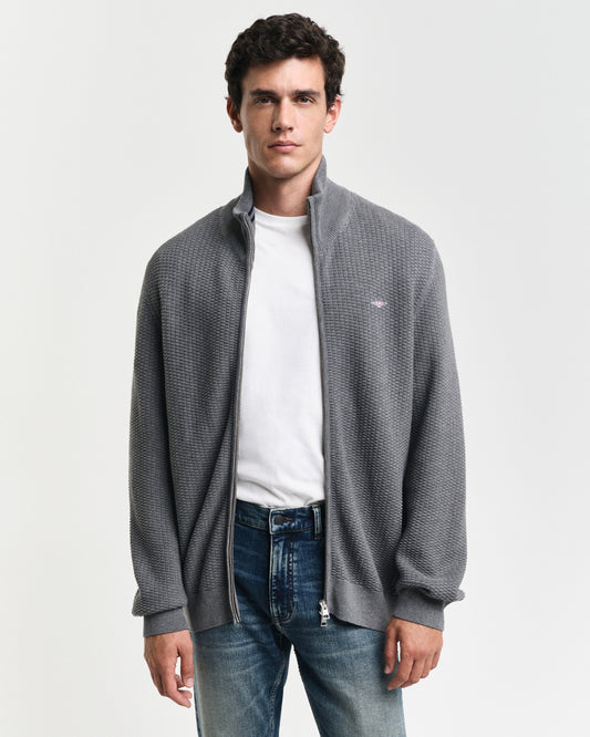 Sweter rozpinany męski z zamkiem z długim rękawem regular fit szary