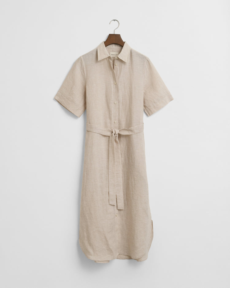 Sukienka damska z kołnierzykiem w szpic z krótkim rękawem regular fit