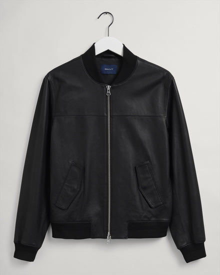 Skórzana kurtka męska regular fit czarna