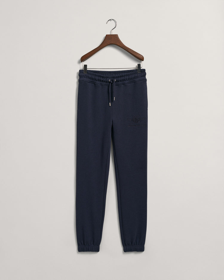 Spodnie dresowe damskie z nadrukiem regular fit granatowe