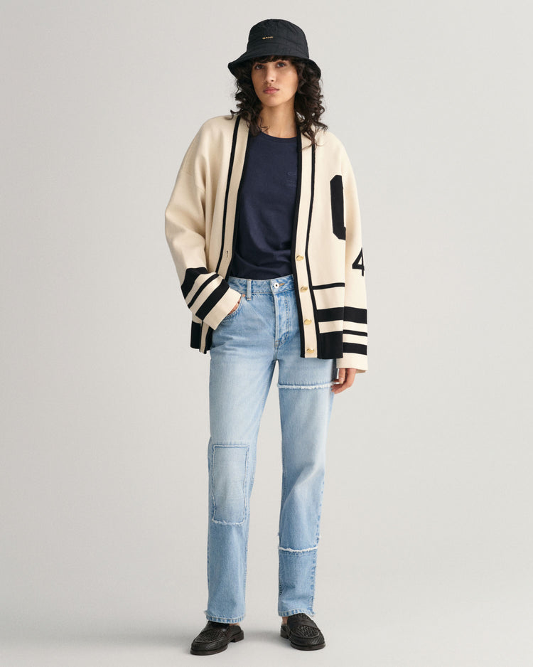 Koszulka damska z nadrukiem z okrągłym dekoltem regular fit granatowa