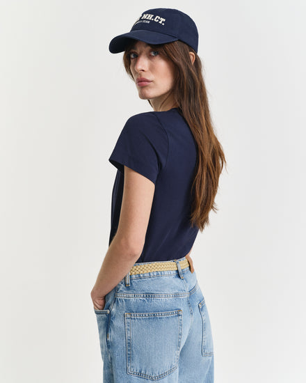 Koszulka damska z okrągłym dekoltem regular fit granatowa