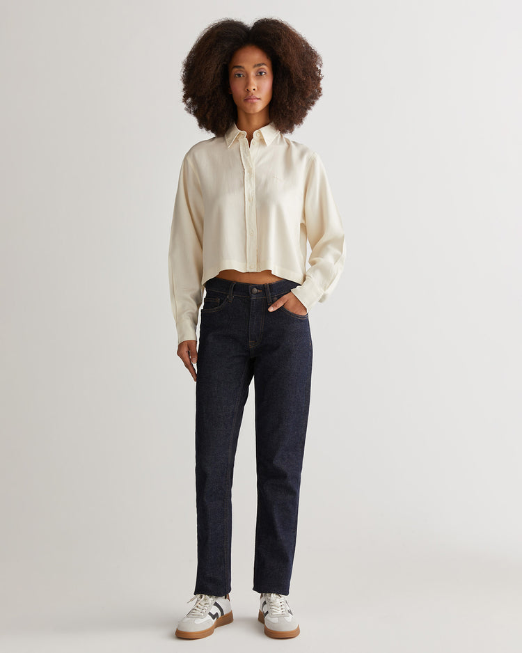 Koszula damska długi rękaw kremowa