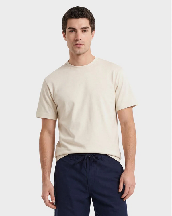 Bawełniany t-shirt męski z krótkim rękawem okrągły kołnierzyk regular fit