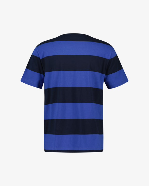 T-shirt męski w paski z krótkim rękawem regular fit niebieski
