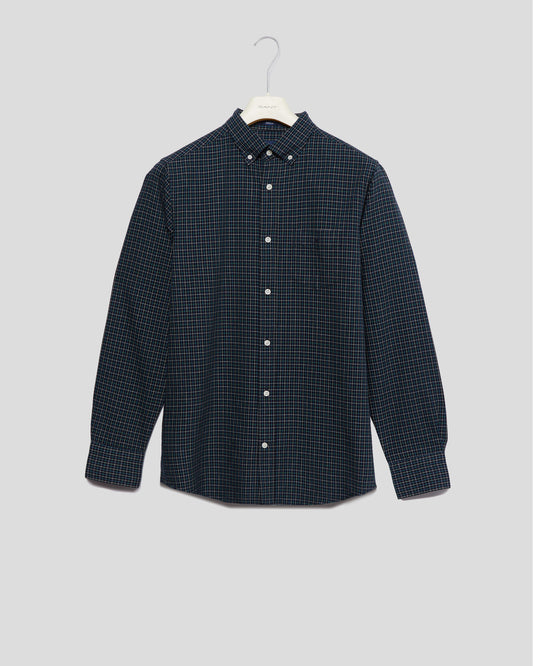 Bawełniana koszula męska w kratkę z długim rękawem regular fit