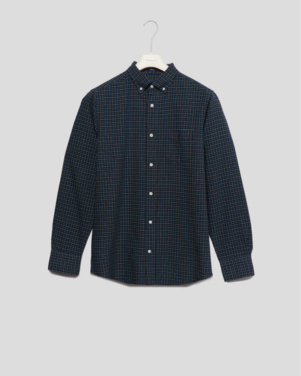 Bawełniana koszula męska w kratkę z długim rękawem regular fit