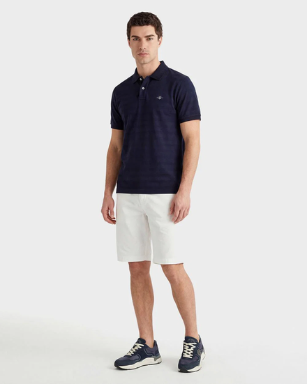 Bawełniana polo męska w paski z krótkim rękawem regular fit