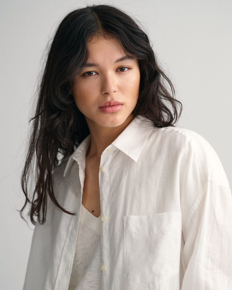 Koszula damska z długim rękawem oversize fit biała