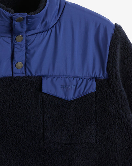 Bluza męska z zamkiem do połowy regular fit granatowa