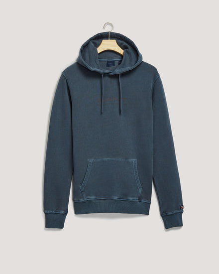 Bawełniana bluza męska z kapturem regular fit granatowa