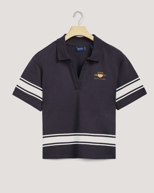 Bawełniane polo damskie z nadrukiem i krótkim rękawem regular fit