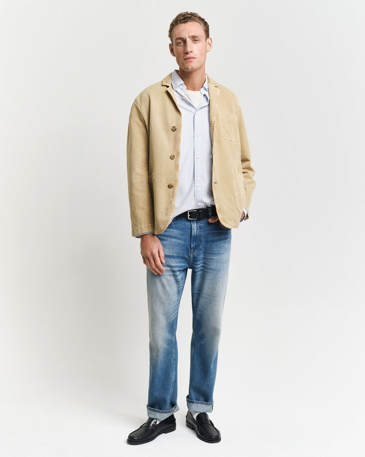 Bawełniana koszula męska w paski z długim rękawem regular fit