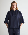 Bluza damska z kapturem z nadrukiem oversize fit granatowa