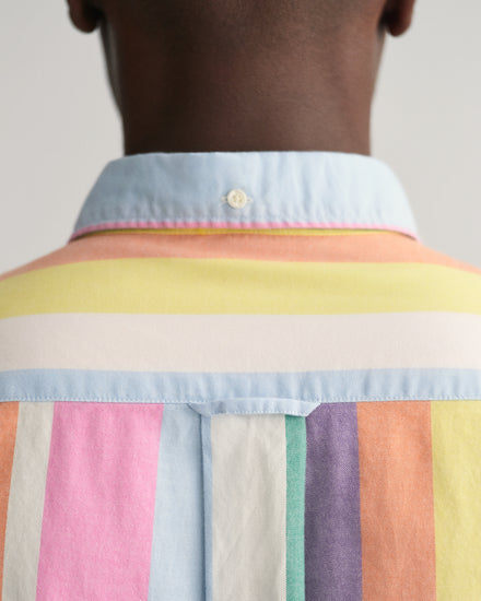 Bawełniana koszula męska w paski z długim rękawem regular fit