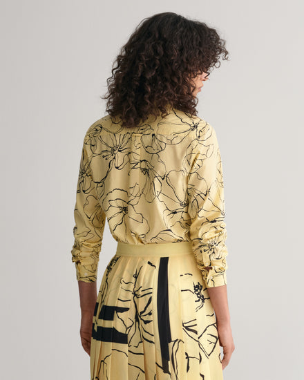 Bawełniana koszula damska z długim rękawem żółta