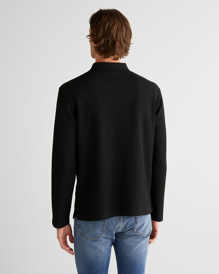 Polo męskie z długim rękawem relaxed fit czarne