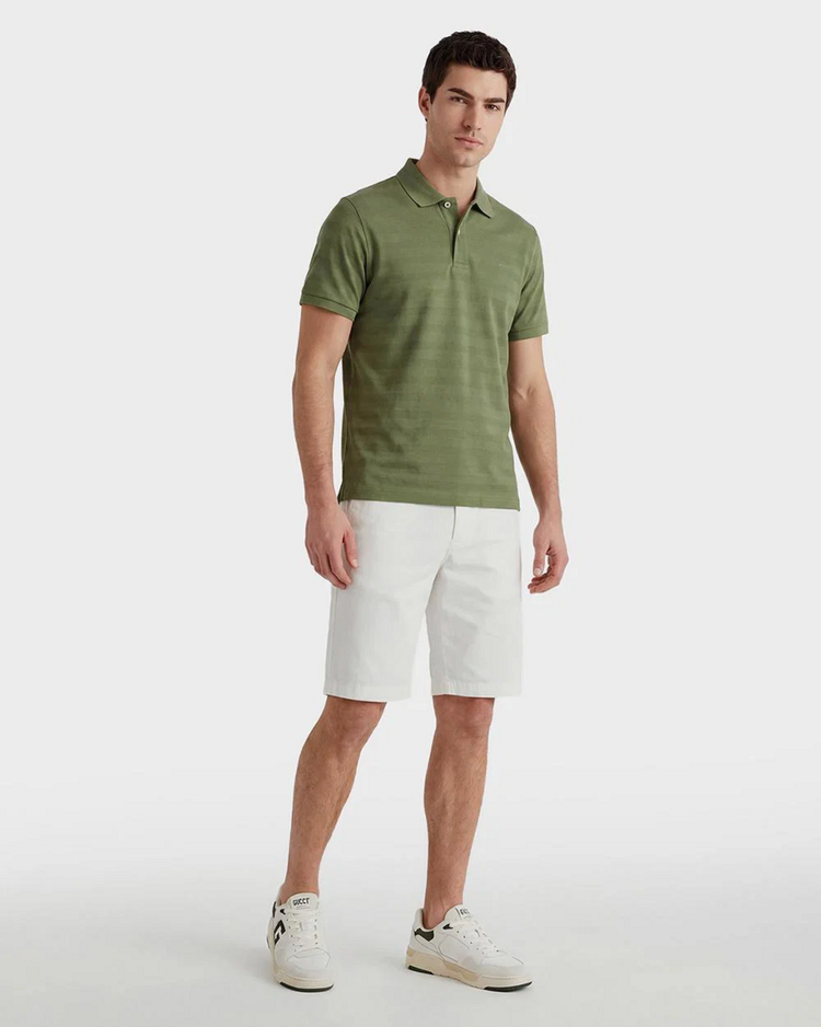 Bawełniane polo męskie w paski z krótkim rękawem regular fit