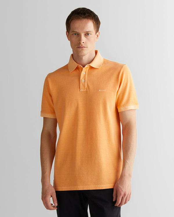 Polo męskie z krótkim rękawem regular fit pomarańczowe