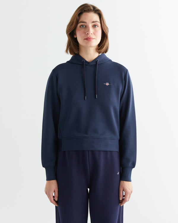 Bluza damska z okrągłym kołnierzykiem regular fit granatowa