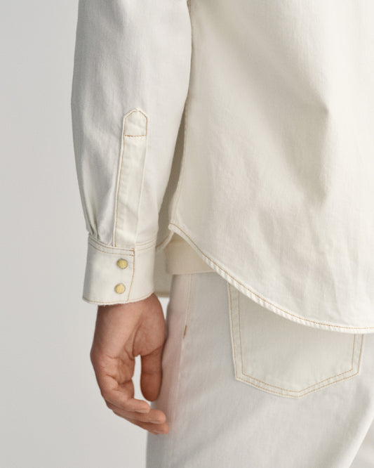 Bawełniana koszula męska z długim rękawem relaxed fit beżowa