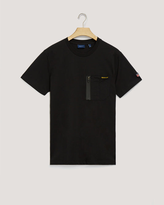 Bawełniany t-shirt męski z okrągłym kołnierzykiem regular fit czarny