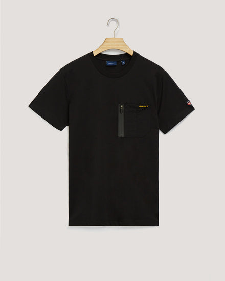 Bawełniany t-shirt męski z okrągłym kołnierzykiem regular fit czarny