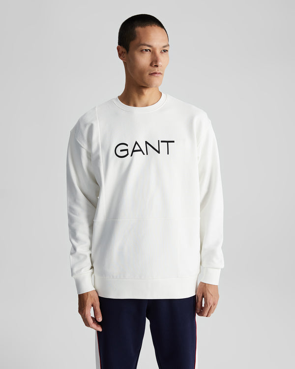 Bawełniana bluza męska z nadrukiem regular fit biała