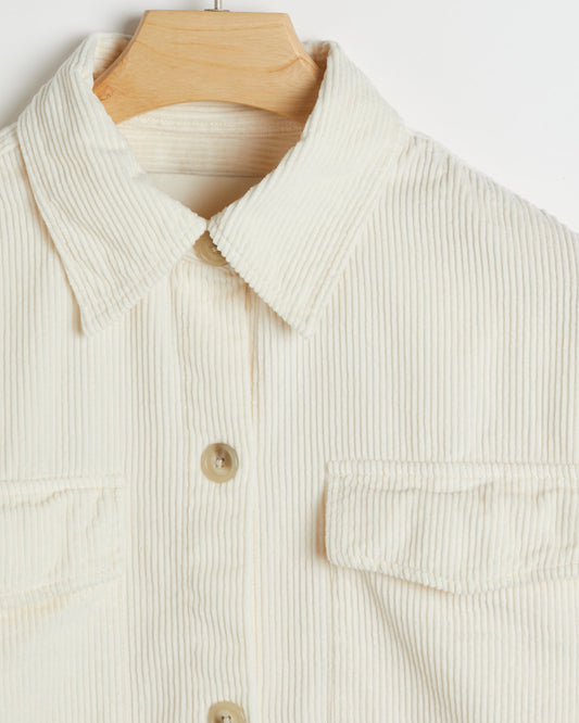 Bawełniana koszula damska z długim rękawem relaxed fit kremowa