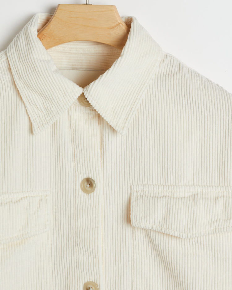 Bawełniana koszula damska z długim rękawem relaxed fit kremowa