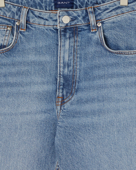 Spodnie jeansowe damskie straight fit niebieskie