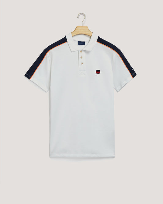 Bawełniany polo męski z nadrukiem z krótkim rękawem regular fit