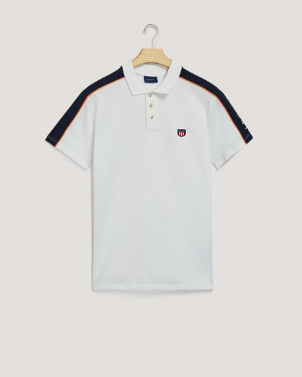 Bawełniany polo męski z nadrukiem z krótkim rękawem regular fit