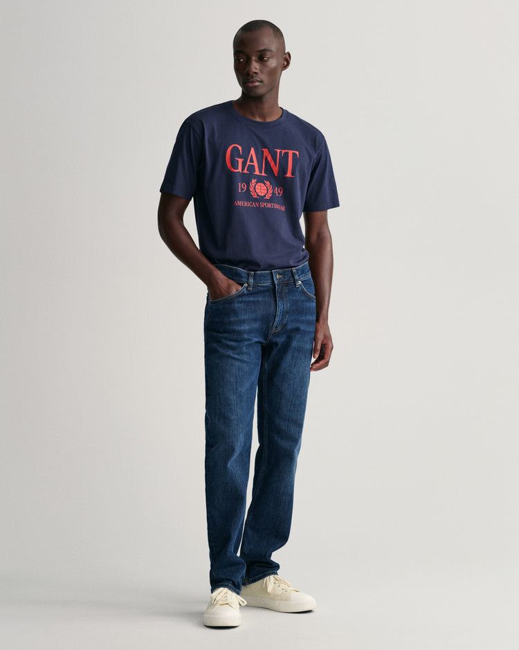 Spodnie jeansowe męskie regular fit granatowe