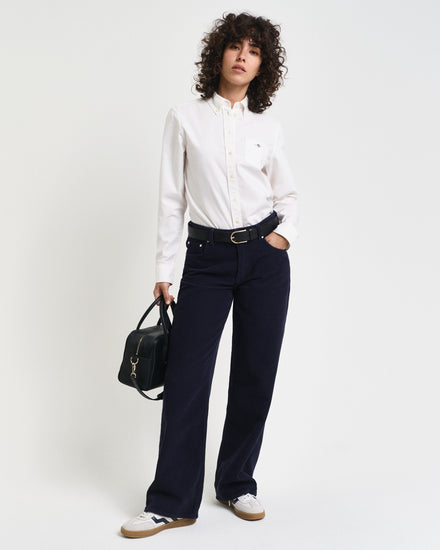 Koszula damska z długim rękawem regular fit biała