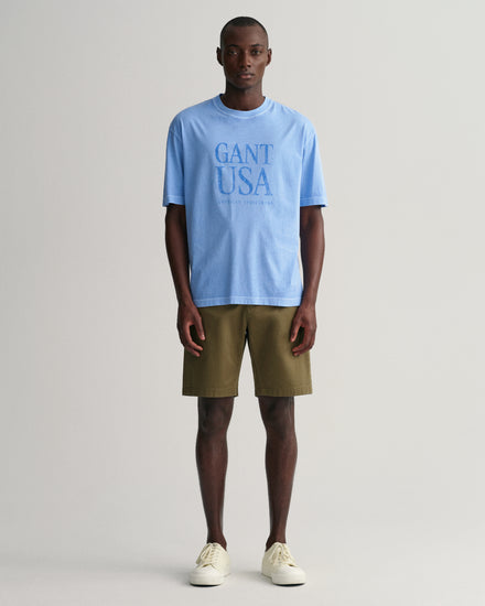 Bawełniany t-shirt męski z nadrukiem regular fit niebieski