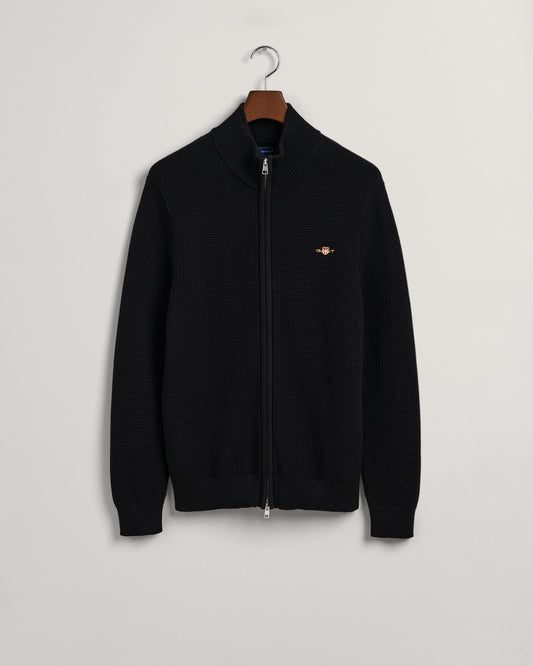 Bawełniany sweter rozpinany męski z zamkiem regular fit czarny