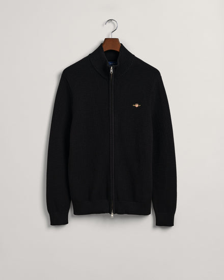 Bawełniany sweter rozpinany męski z zamkiem regular fit czarny
