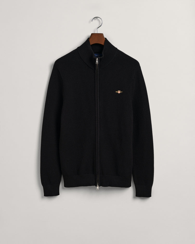 Bawełniany sweter rozpinany męski z zamkiem regular fit czarny