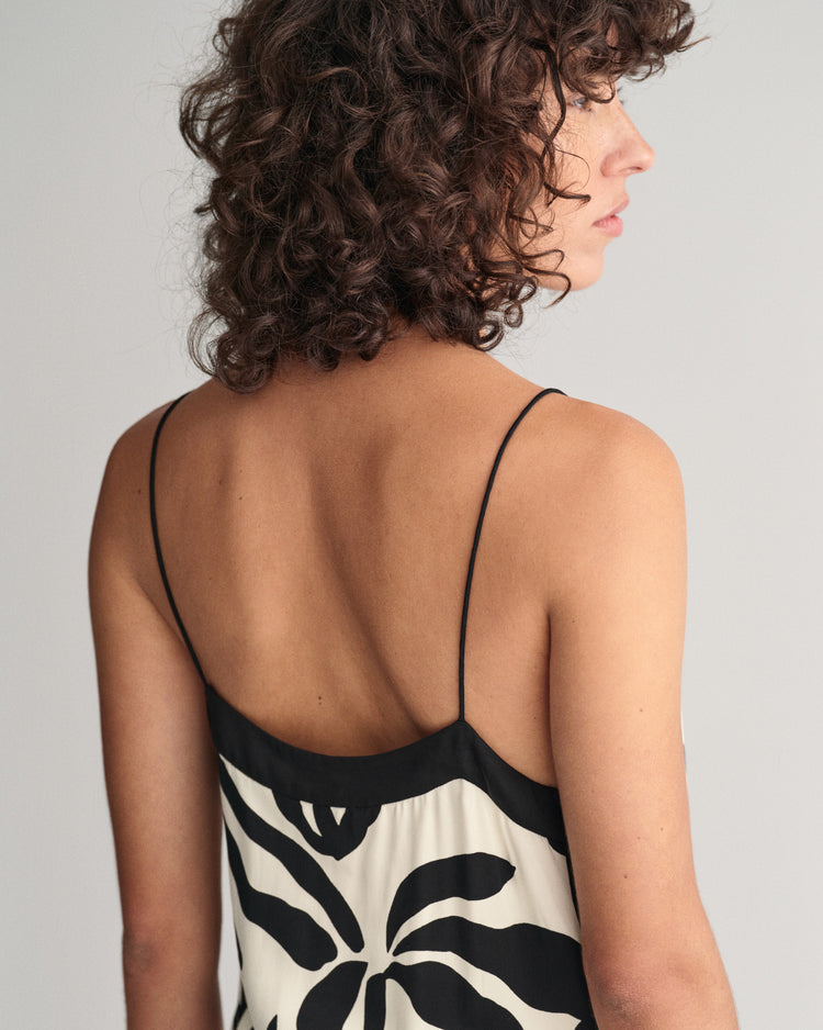 Sukienka na ramiączkach z nadrukiem w palmy