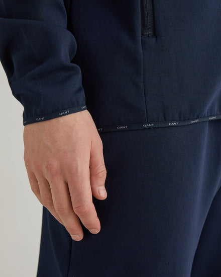 Bluza męska z nadrukiem z zamkiem regular fit granatowa