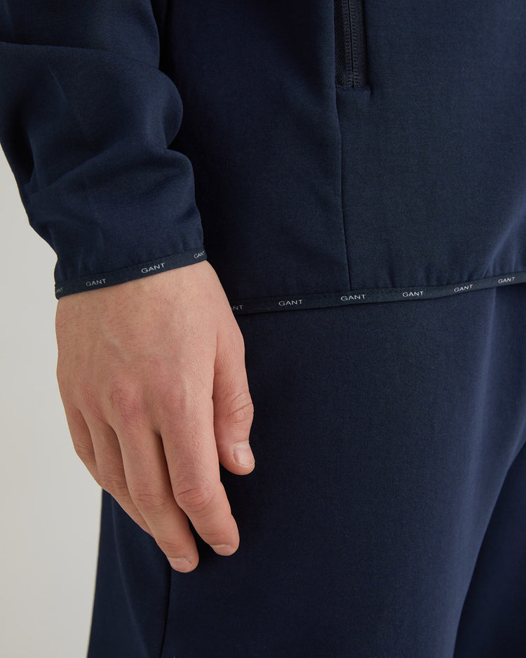 Bluza męska z nadrukiem z zamkiem regular fit granatowa