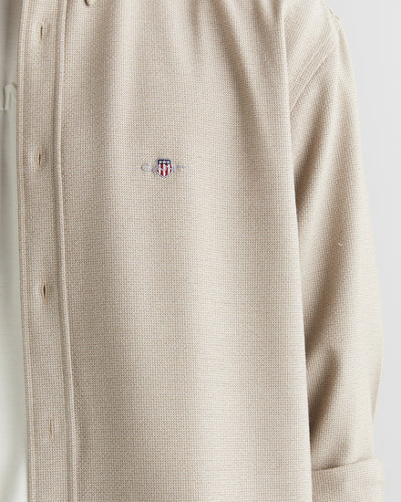 Koszula męska z długim rękawem relaxed fit brązowa