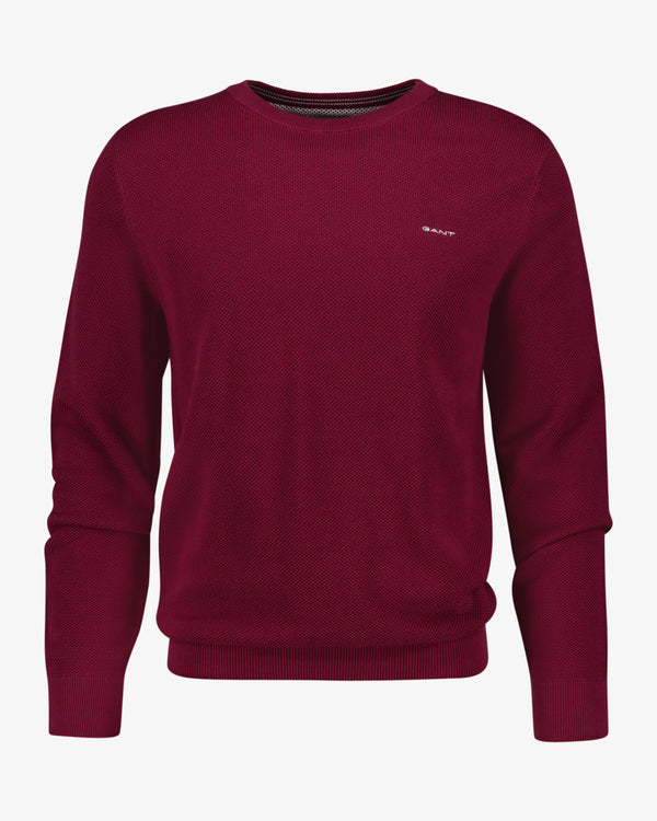 Sweter męski z okrągłym kołnierzykiem regular fit bordowy