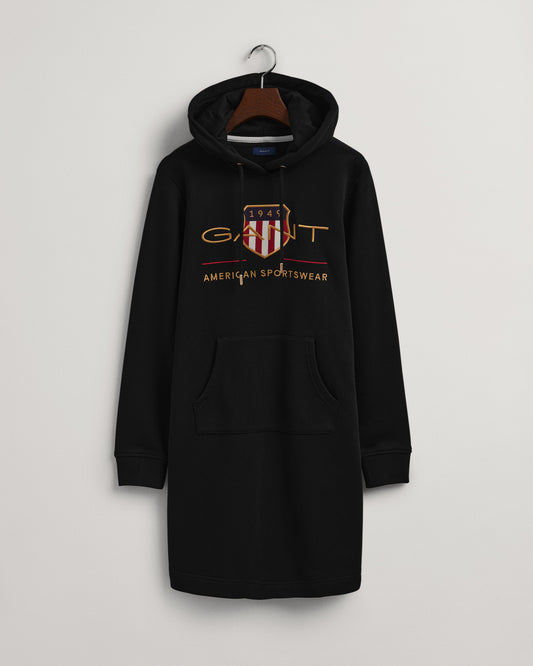 Sukienka damska z kapturem z nadrukiem z długim rękawem relaxed fit