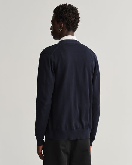 Męski granatowy kardigan regular fit zapinany na guziki