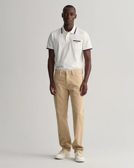 Koszulka polo z piki z trójkolorową lamówką